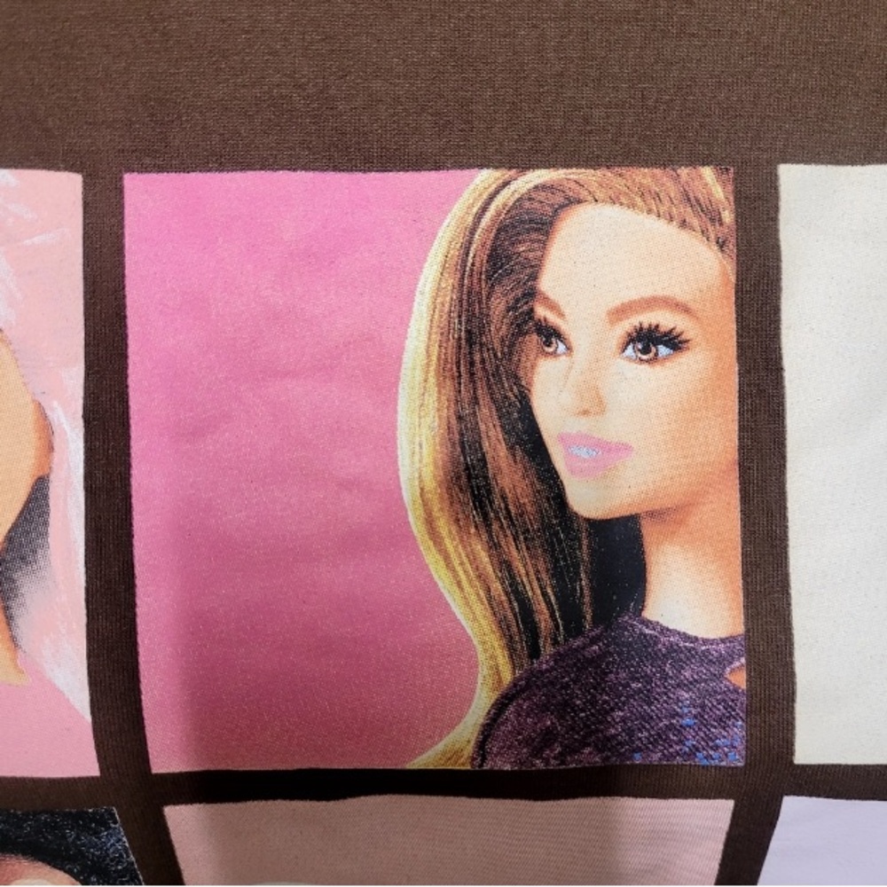 Barbie NWT Women's Squares Cozy Graphic Sweatshirt S, Brown Mattel Hybrid - Picture 10 of 16